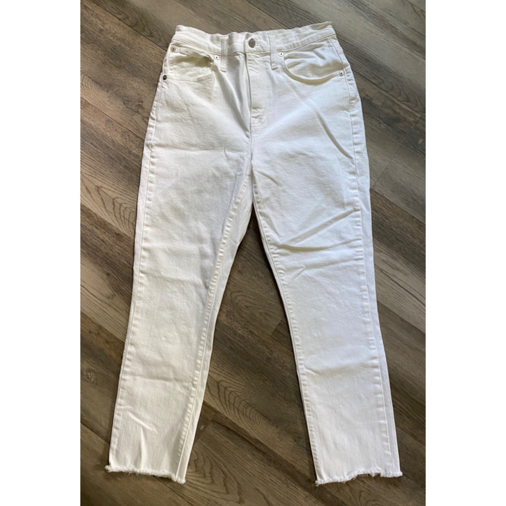 Madewell Womens Slim Boy Jeans Size 25 White Stretch Denim Boho Wardrobe Staple